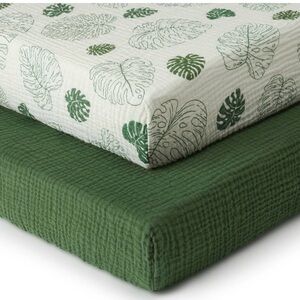 Green and White Leaf Print Bedding Set